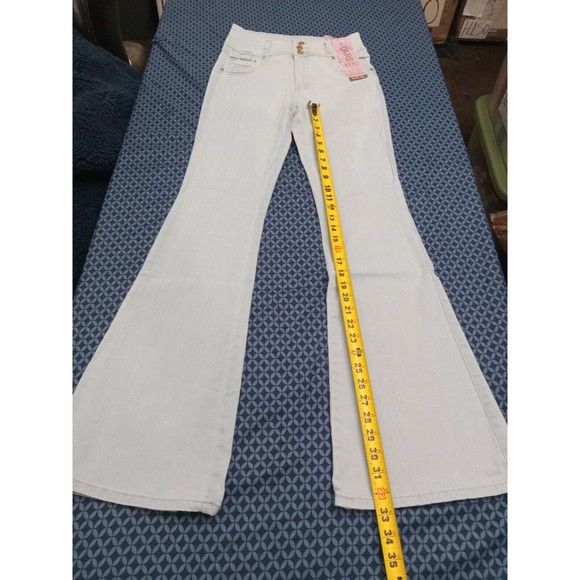 WAIST 30 INCHES SIZE 7 FLARE JEANS STRETCH DENIM BLUE PUSH UP 7-3 CTP1204 SZ7 - Picture 9 of 12